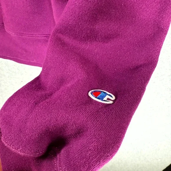 Vintage Champion Reverse Weave Hoodie Men's Large Purple Long Sleeve Pullover - Picture 3 of 10